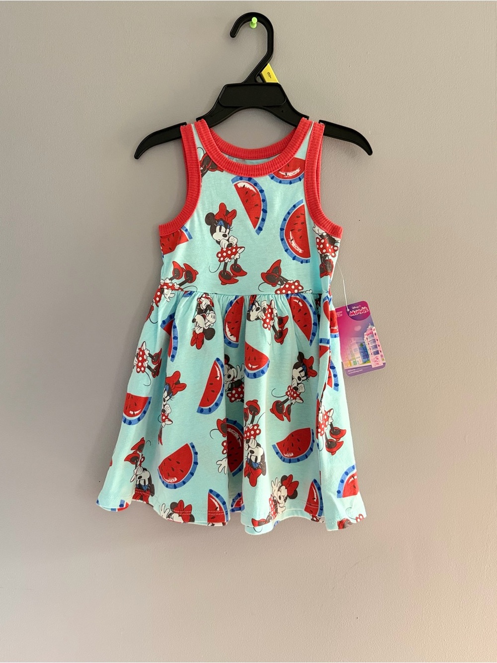 Disney Mint Dress with Red Trim and Watermelon & Minnie Print